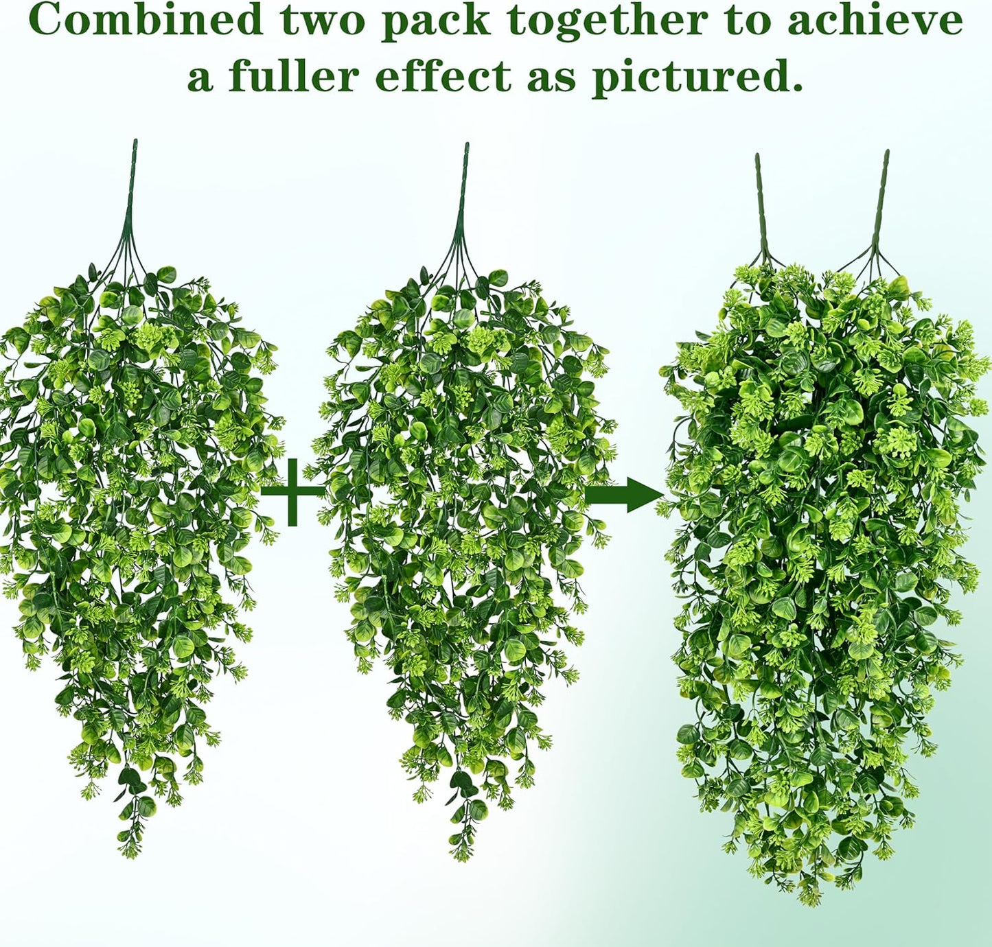 4Pcs Fake Hanging Plants 2.7FT Fake Plants Fake Vines Greenery | UV Resistant Faux Outdoor Plants Ivy Vines for Modern Boho Patio Outdoor Indoor Party Wall Porch Gazebo Aesthetic Decor