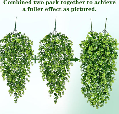 4Pcs Fake Hanging Plants 2.7FT Fake Plants Fake Vines Greenery | UV Resistant Faux Outdoor Plants Ivy Vines for Modern Boho Patio Outdoor Indoor Party Wall Porch Gazebo Aesthetic Decor