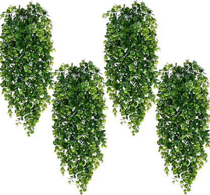 4Pcs Fake Hanging Plants 2.7FT Fake Plants Fake Vines Greenery | UV Resistant Faux Outdoor Plants Ivy Vines for Modern Boho Patio Outdoor Indoor Party Wall Porch Gazebo Aesthetic Decor