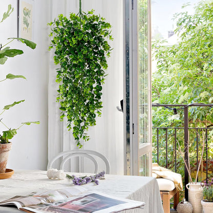4Pcs Fake Hanging Plants 2.7FT Fake Plants Fake Vines Greenery | UV Resistant Faux Outdoor Plants Ivy Vines for Modern Boho Patio Outdoor Indoor Party Wall Porch Gazebo Aesthetic Decor