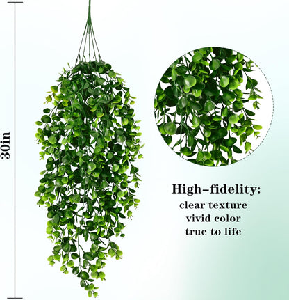 4Pcs Fake Hanging Plants 2.7FT Fake Plants Fake Vines Greenery | UV Resistant Faux Outdoor Plants Ivy Vines for Modern Boho Patio Outdoor Indoor Party Wall Porch Gazebo Aesthetic Decor