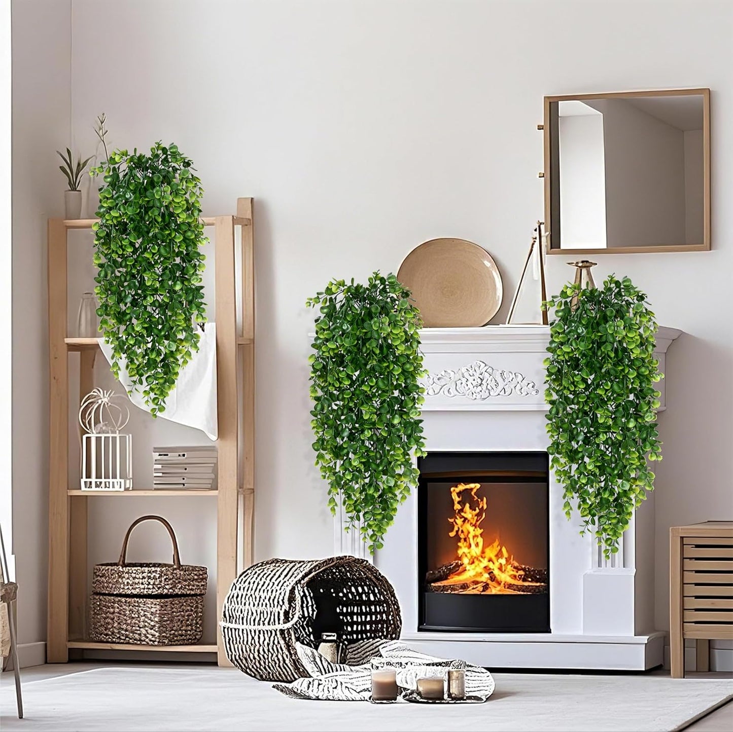 4Pcs Fake Hanging Plants 2.7FT Fake Plants Fake Vines Greenery | UV Resistant Faux Outdoor Plants Ivy Vines for Modern Boho Patio Outdoor Indoor Party Wall Porch Gazebo Aesthetic Decor