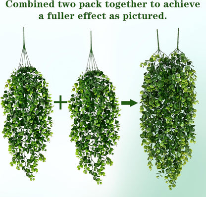 4Pcs Fake Hanging Plants 2.7FT Fake Plants Fake Vines Greenery | UV Resistant Faux Outdoor Plants Ivy Vines for Modern Boho Patio Outdoor Indoor Party Wall Porch Gazebo Aesthetic Decor