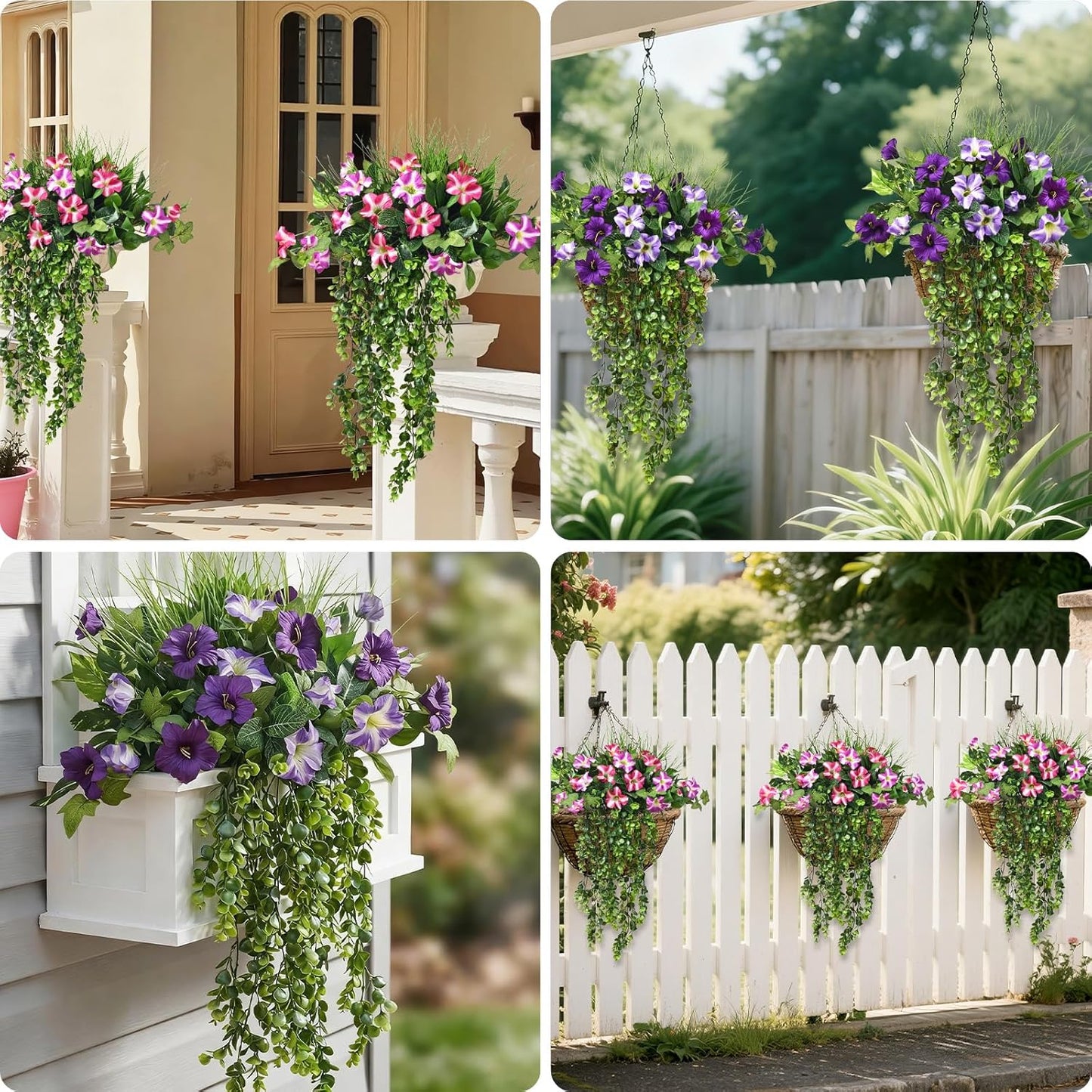 4Pcs Fake Hanging Plants 2.7FT Fake Plants Fake Vines Greenery | UV Resistant Faux Outdoor Plants Ivy Vines for Modern Boho Patio Outdoor Indoor Party Wall Porch Gazebo Aesthetic Decor