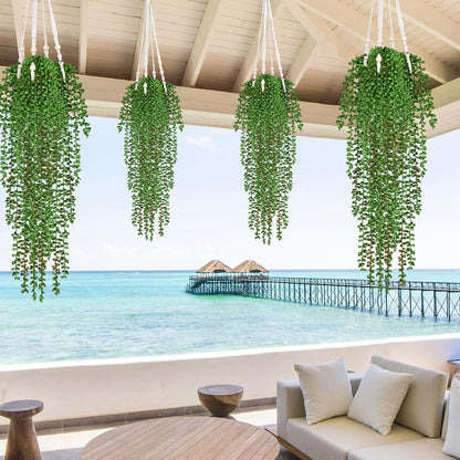4Pcs Fake Hanging Plants 2.7FT Fake Plants Fake Vines Greenery | UV Resistant Faux Outdoor Plants Ivy Vines for Modern Boho Patio Outdoor Indoor Party Wall Porch Gazebo Aesthetic Decor