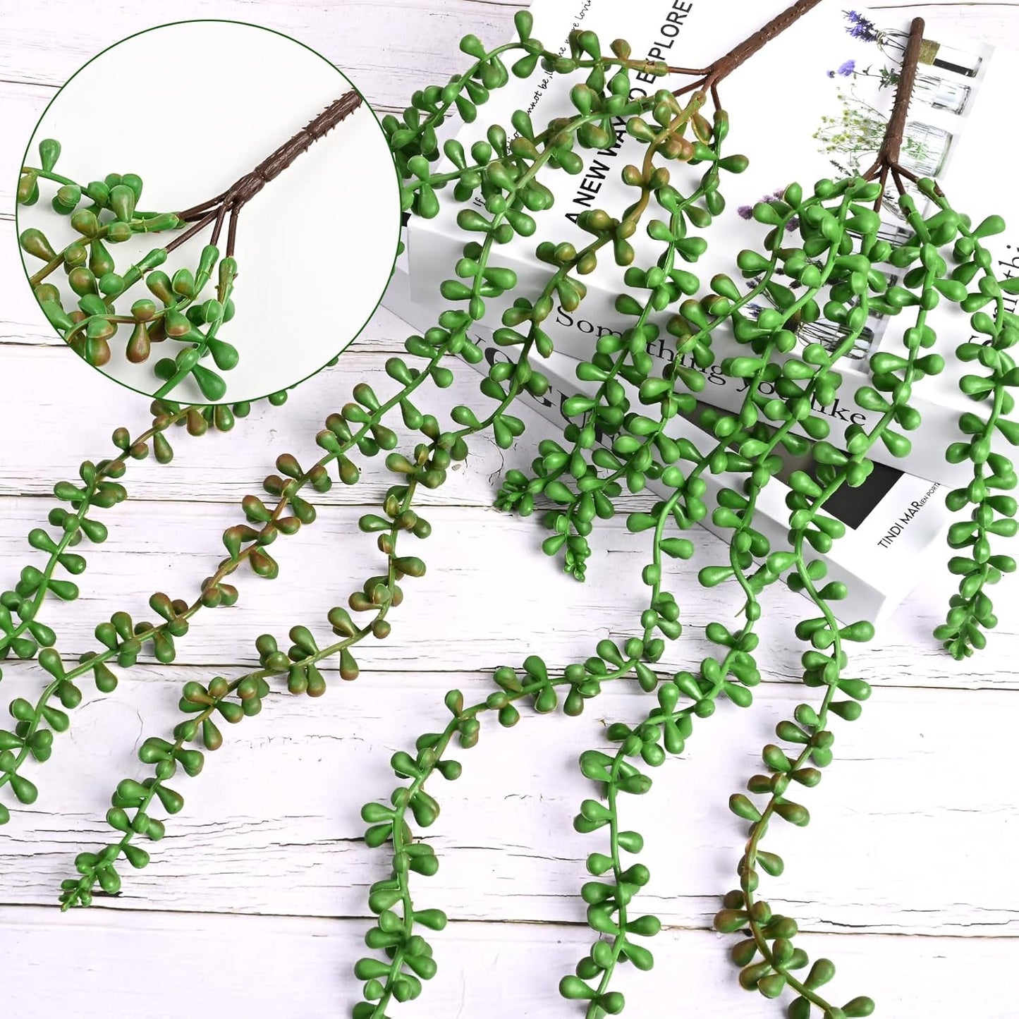 4Pcs Fake Hanging Plants 2.7FT Fake Plants Fake Vines Greenery | UV Resistant Faux Outdoor Plants Ivy Vines for Modern Boho Patio Outdoor Indoor Party Wall Porch Gazebo Aesthetic Decor