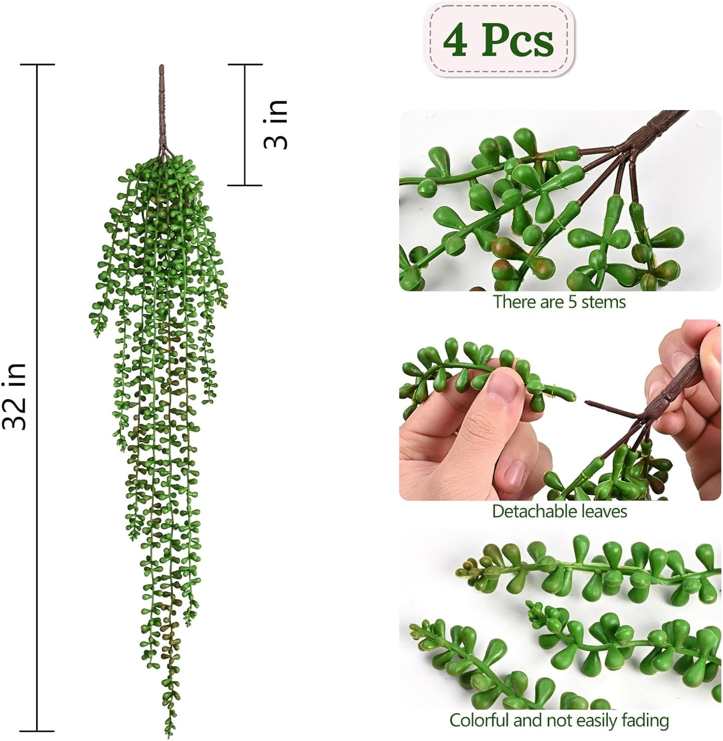 4Pcs Fake Hanging Plants 2.7FT Fake Plants Fake Vines Greenery | UV Resistant Faux Outdoor Plants Ivy Vines for Modern Boho Patio Outdoor Indoor Party Wall Porch Gazebo Aesthetic Decor