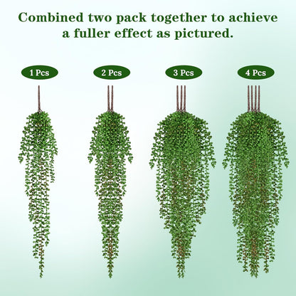 4Pcs Fake Hanging Plants 2.7FT Fake Plants Fake Vines Greenery | UV Resistant Faux Outdoor Plants Ivy Vines for Modern Boho Patio Outdoor Indoor Party Wall Porch Gazebo Aesthetic Decor