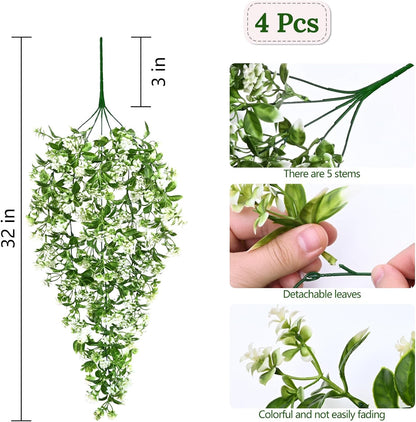 4Pcs Fake Hanging Plants 2.7FT Fake Plants Fake Vines Greenery | UV Resistant Faux Outdoor Plants Ivy Vines for Modern Boho Patio Outdoor Indoor Party Wall Porch Gazebo Aesthetic Decor