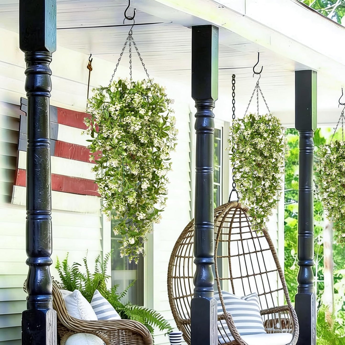 4Pcs Fake Hanging Plants 2.7FT Fake Plants Fake Vines Greenery | UV Resistant Faux Outdoor Plants Ivy Vines for Modern Boho Patio Outdoor Indoor Party Wall Porch Gazebo Aesthetic Decor