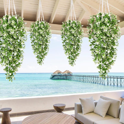 4Pcs Fake Hanging Plants 2.7FT Fake Plants Fake Vines Greenery | UV Resistant Faux Outdoor Plants Ivy Vines for Modern Boho Patio Outdoor Indoor Party Wall Porch Gazebo Aesthetic Decor