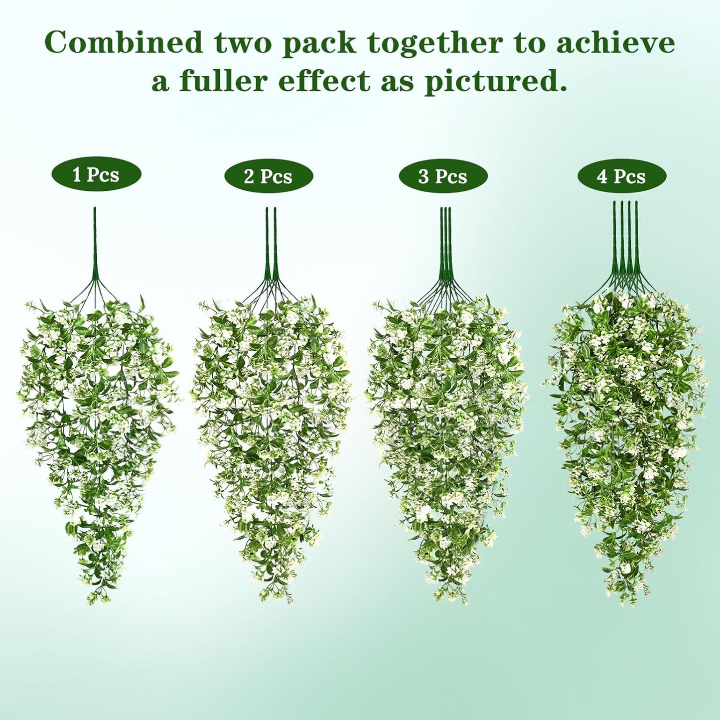 4Pcs Fake Hanging Plants 2.7FT Fake Plants Fake Vines Greenery | UV Resistant Faux Outdoor Plants Ivy Vines for Modern Boho Patio Outdoor Indoor Party Wall Porch Gazebo Aesthetic Decor
