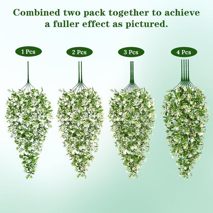 4Pcs Fake Hanging Plants 2.7FT Fake Plants Fake Vines Greenery | UV Resistant Faux Outdoor Plants Ivy Vines for Modern Boho Patio Outdoor Indoor Party Wall Porch Gazebo Aesthetic Decor