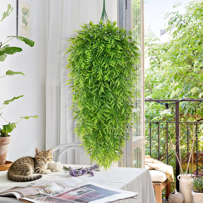 4Pcs Fake Hanging Plants 2.7FT Fake Plants Fake Vines Greenery | UV Resistant Faux Outdoor Plants Ivy Vines for Modern Boho Patio Outdoor Indoor Party Wall Porch Gazebo Aesthetic Decor