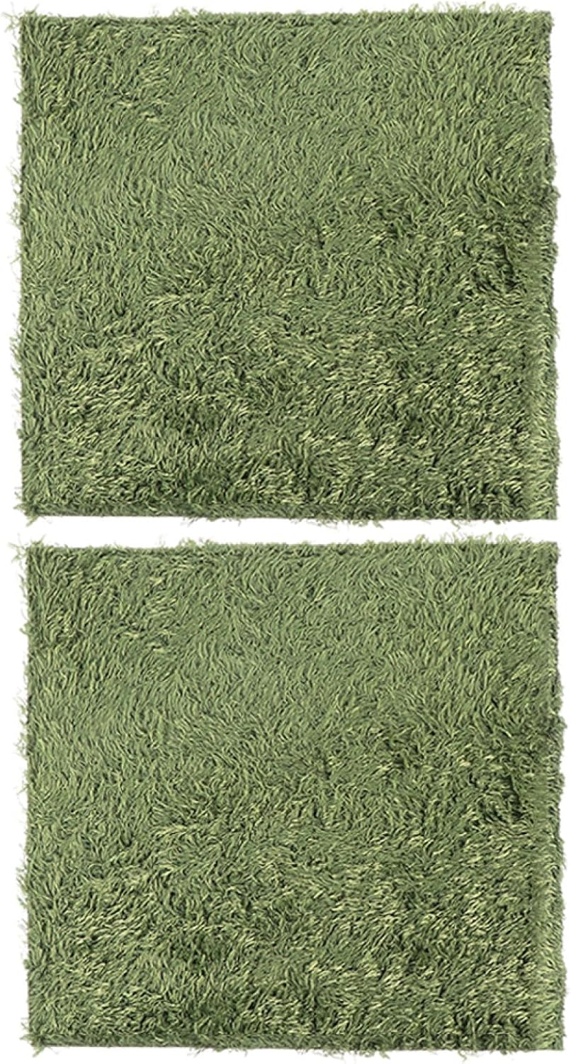 Reptile Moss Carpet for Tortoise 2pcs Artificial Grass Mats Absorbent and Moisture Retaining for Terrariums and Amphibians Green Fake Plant Decoration