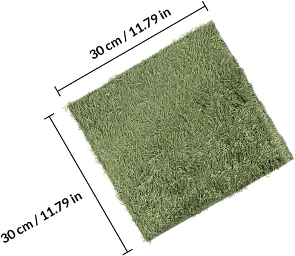 Reptile Moss Carpet for Tortoise 2pcs Artificial Grass Mats Absorbent and Moisture Retaining for Terrariums and Amphibians Green Fake Plant Decoration