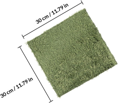 Reptile Moss Carpet for Tortoise 2pcs Artificial Grass Mats Absorbent and Moisture Retaining for Terrariums and Amphibians Green Fake Plant Decoration