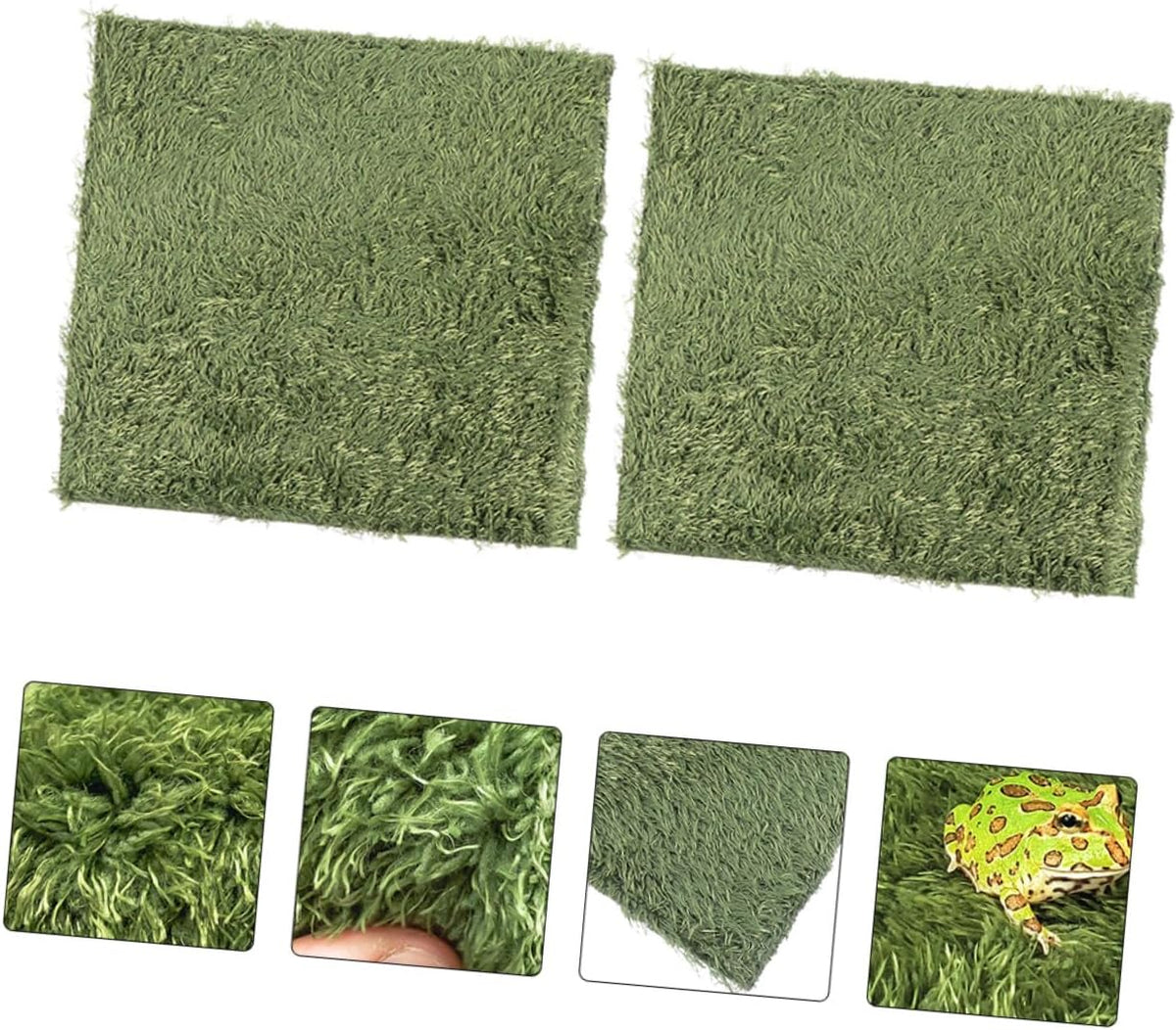 Reptile Moss Carpet for Tortoise 2pcs Artificial Grass Mats Absorbent and Moisture Retaining for Terrariums and Amphibians Green Fake Plant Decoration