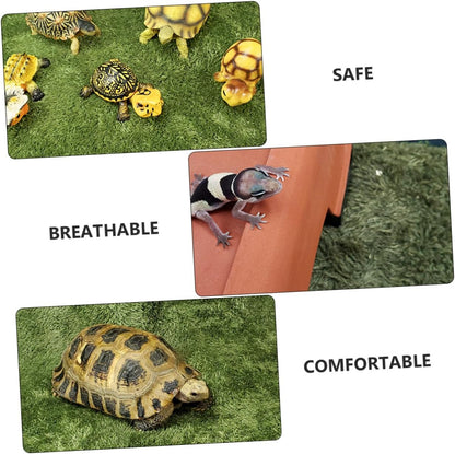 Reptile Moss Carpet for Tortoise 2pcs Artificial Grass Mats Absorbent and Moisture Retaining for Terrariums and Amphibians Green Fake Plant Decoration