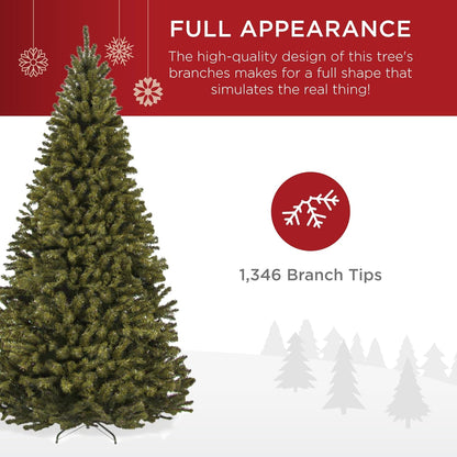 Artificial Christmas Tree, 7.5ft Premium Unlit Realistic Spruce Holiday Décor w/Dense Branches, Easy Assembly, Metal Base
