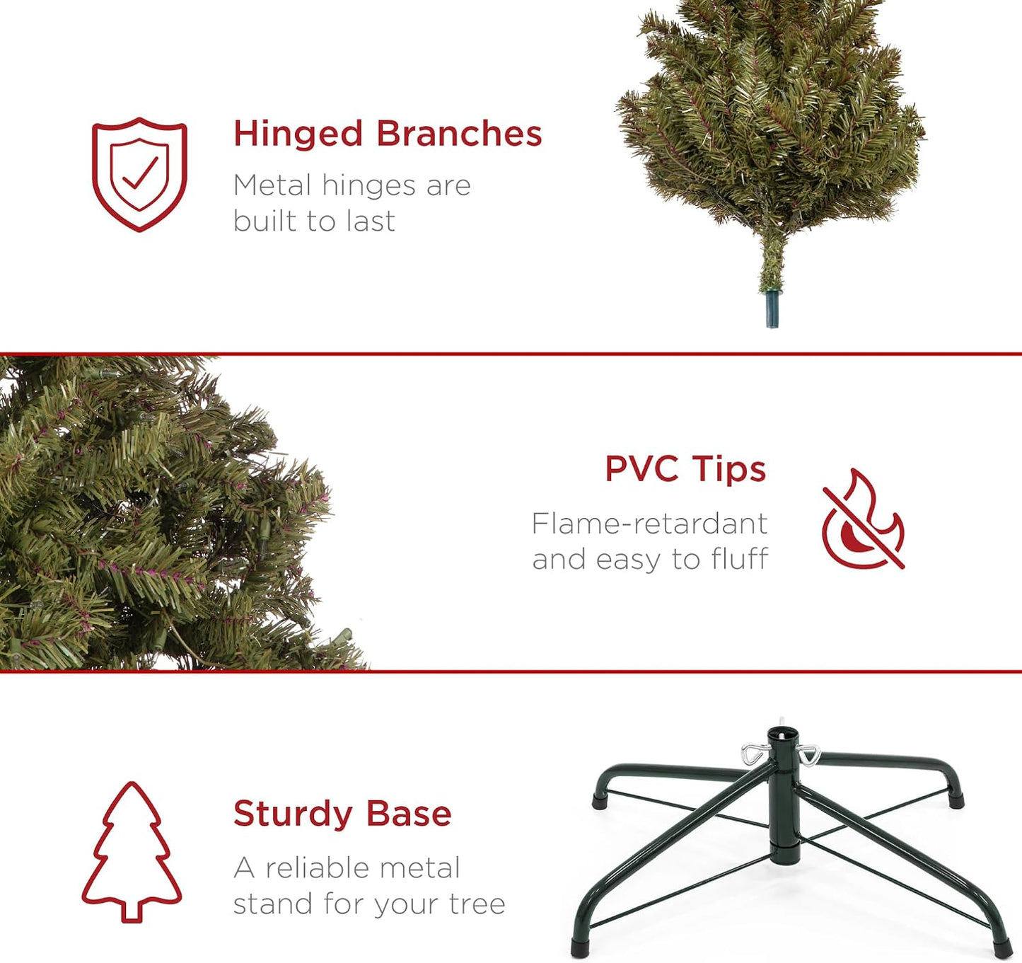 Artificial Christmas Tree, 7.5ft Premium Unlit Realistic Spruce Holiday Décor w/Dense Branches, Easy Assembly, Metal Base