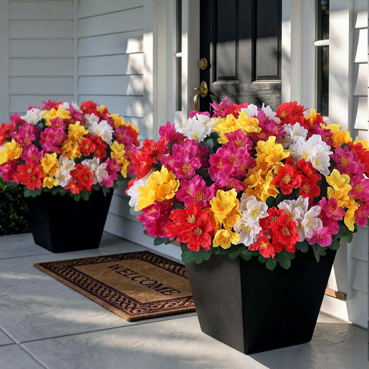 8 Bundles 14"Artificial Camellia, Fake Silk Bouquet Flowers(Rose Red) | Full and Vibrant, Faux Flower Stems, Realistic Greenery, for Front Door/Garden/Farmhouse/Outdoor/Home/Spring/Summer Decor