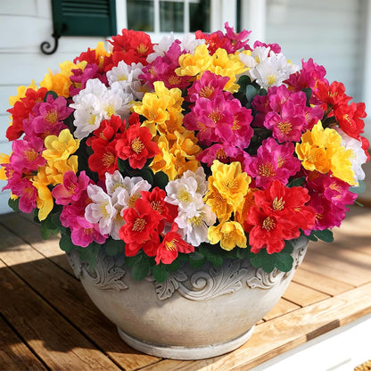 8 Bundles 14"Artificial Camellia, Fake Silk Bouquet Flowers(Rose Red) | Full and Vibrant, Faux Flower Stems, Realistic Greenery, for Front Door/Garden/Farmhouse/Outdoor/Home/Spring/Summer Decor