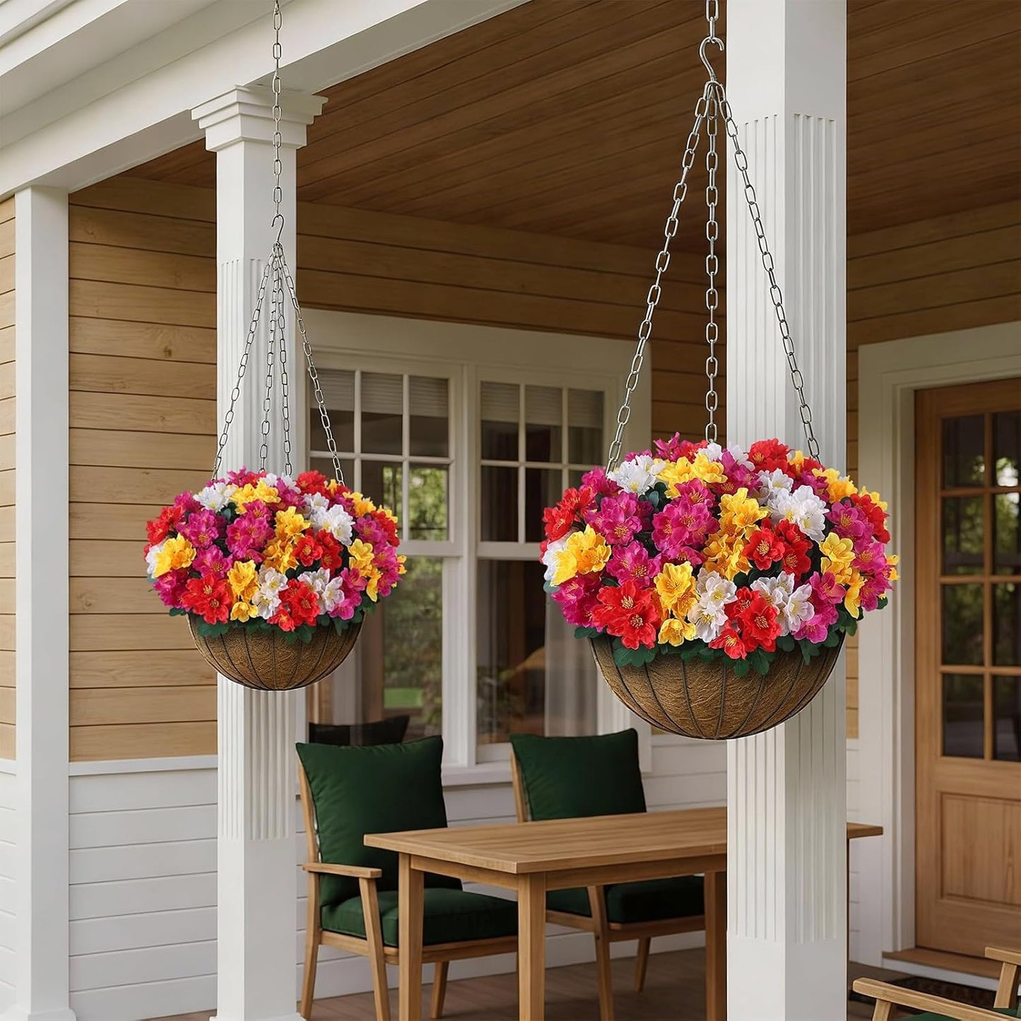 8 Bundles 14"Artificial Camellia, Fake Silk Bouquet Flowers(Rose Red) | Full and Vibrant, Faux Flower Stems, Realistic Greenery, for Front Door/Garden/Farmhouse/Outdoor/Home/Spring/Summer Decor