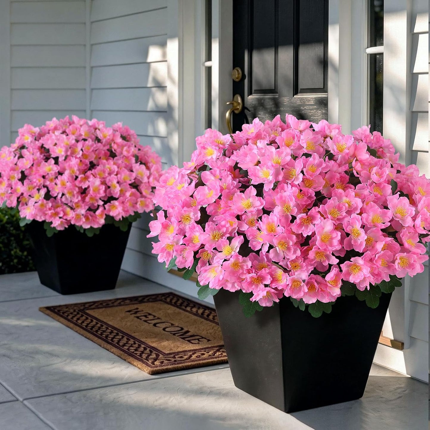 8 Bundles 14"Artificial Camellia, Fake Silk Bouquet Flowers(Rose Red) | Full and Vibrant, Faux Flower Stems, Realistic Greenery, for Front Door/Garden/Farmhouse/Outdoor/Home/Spring/Summer Decor