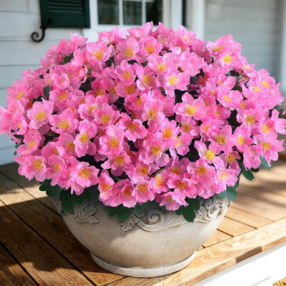 8 Bundles 14"Artificial Camellia, Fake Silk Bouquet Flowers(Rose Red) | Full and Vibrant, Faux Flower Stems, Realistic Greenery, for Front Door/Garden/Farmhouse/Outdoor/Home/Spring/Summer Decor