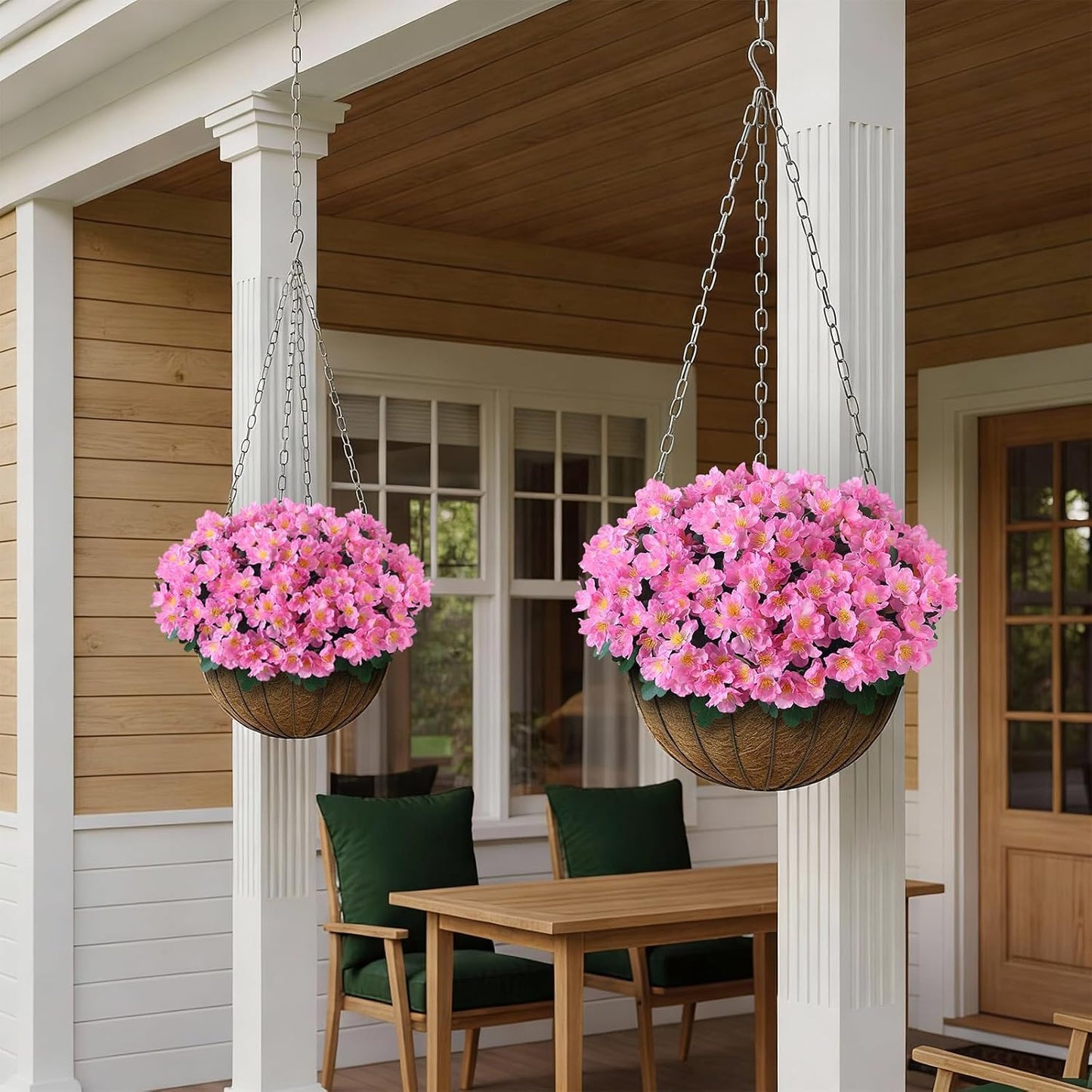 8 Bundles 14"Artificial Camellia, Fake Silk Bouquet Flowers(Rose Red) | Full and Vibrant, Faux Flower Stems, Realistic Greenery, for Front Door/Garden/Farmhouse/Outdoor/Home/Spring/Summer Decor