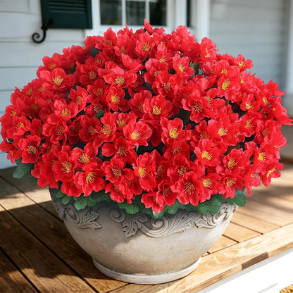 8 Bundles 14"Artificial Camellia, Fake Silk Bouquet Flowers(Rose Red) | Full and Vibrant, Faux Flower Stems, Realistic Greenery, for Front Door/Garden/Farmhouse/Outdoor/Home/Spring/Summer Decor