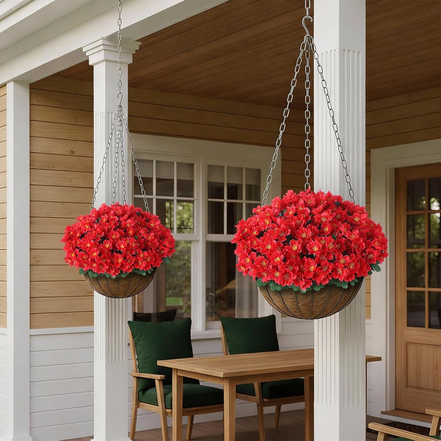 8 Bundles 14"Artificial Camellia, Fake Silk Bouquet Flowers(Rose Red) | Full and Vibrant, Faux Flower Stems, Realistic Greenery, for Front Door/Garden/Farmhouse/Outdoor/Home/Spring/Summer Decor