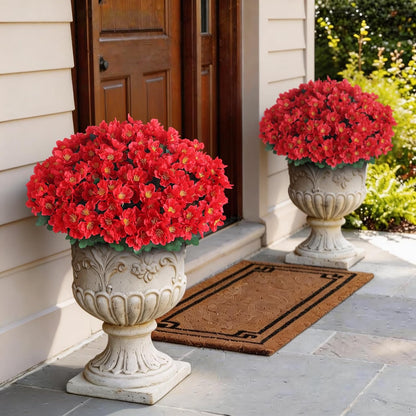 8 Bundles 14"Artificial Camellia, Fake Silk Bouquet Flowers(Rose Red) | Full and Vibrant, Faux Flower Stems, Realistic Greenery, for Front Door/Garden/Farmhouse/Outdoor/Home/Spring/Summer Decor