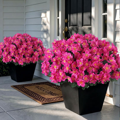 8 Bundles 14"Artificial Camellia, Fake Silk Bouquet Flowers(Rose Red) | Full and Vibrant, Faux Flower Stems, Realistic Greenery, for Front Door/Garden/Farmhouse/Outdoor/Home/Spring/Summer Decor