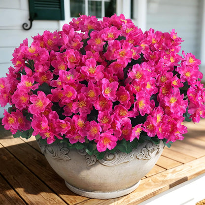 8 Bundles 14"Artificial Camellia, Fake Silk Bouquet Flowers(Rose Red) | Full and Vibrant, Faux Flower Stems, Realistic Greenery, for Front Door/Garden/Farmhouse/Outdoor/Home/Spring/Summer Decor