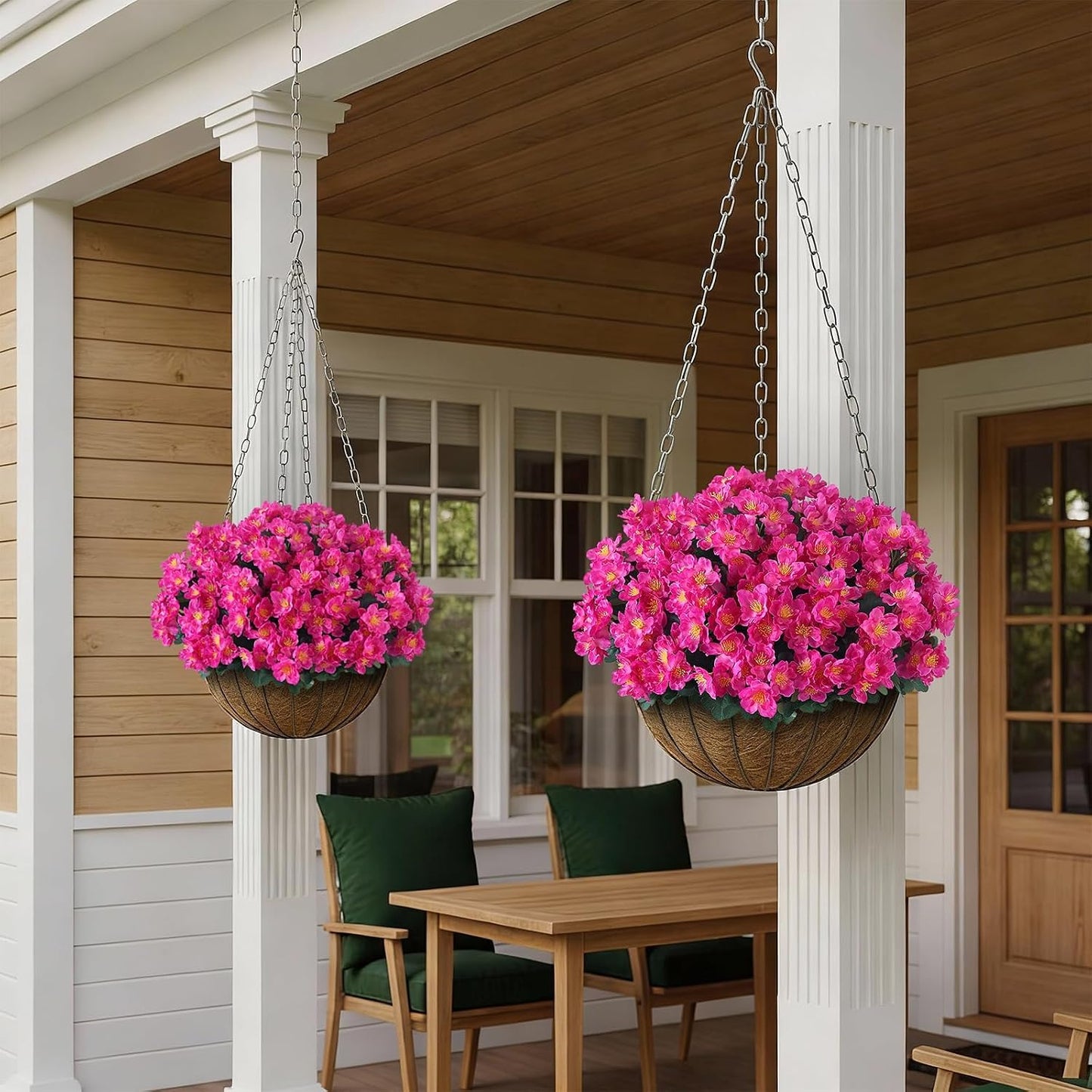 8 Bundles 14"Artificial Camellia, Fake Silk Bouquet Flowers(Rose Red) | Full and Vibrant, Faux Flower Stems, Realistic Greenery, for Front Door/Garden/Farmhouse/Outdoor/Home/Spring/Summer Decor