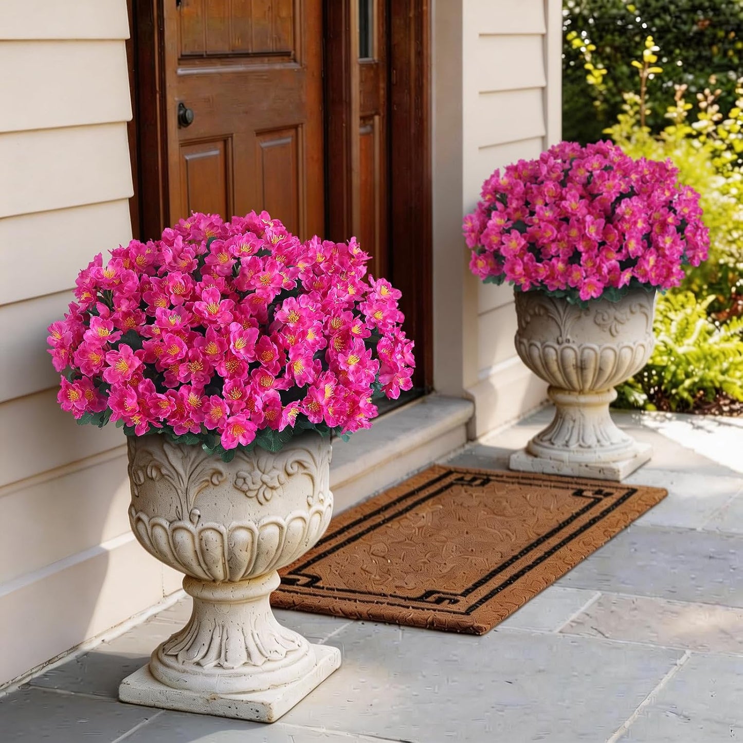 8 Bundles 14"Artificial Camellia, Fake Silk Bouquet Flowers(Rose Red) | Full and Vibrant, Faux Flower Stems, Realistic Greenery, for Front Door/Garden/Farmhouse/Outdoor/Home/Spring/Summer Decor