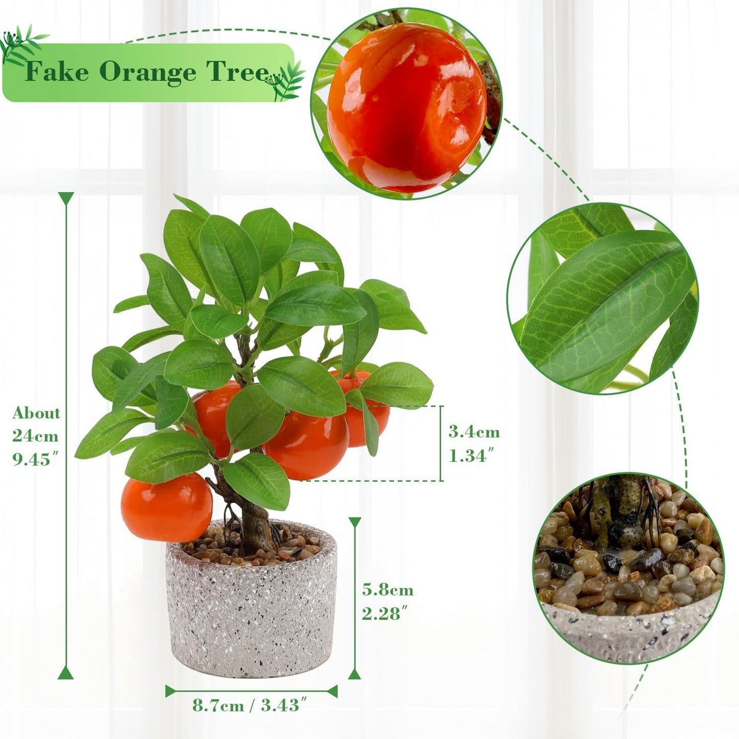 Faux Potted Plants Fake Yellow Lemon Tree Bonsai Table Decoration | Artificial fruit tree, Simulation greenery with pot, Indoor home office window sill shelf desk ornaments, Stones mimic soil