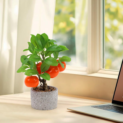 Faux Potted Plants Fake Yellow Lemon Tree Bonsai Table Decoration | Artificial fruit tree, Simulation greenery with pot, Indoor home office window sill shelf desk ornaments, Stones mimic soil