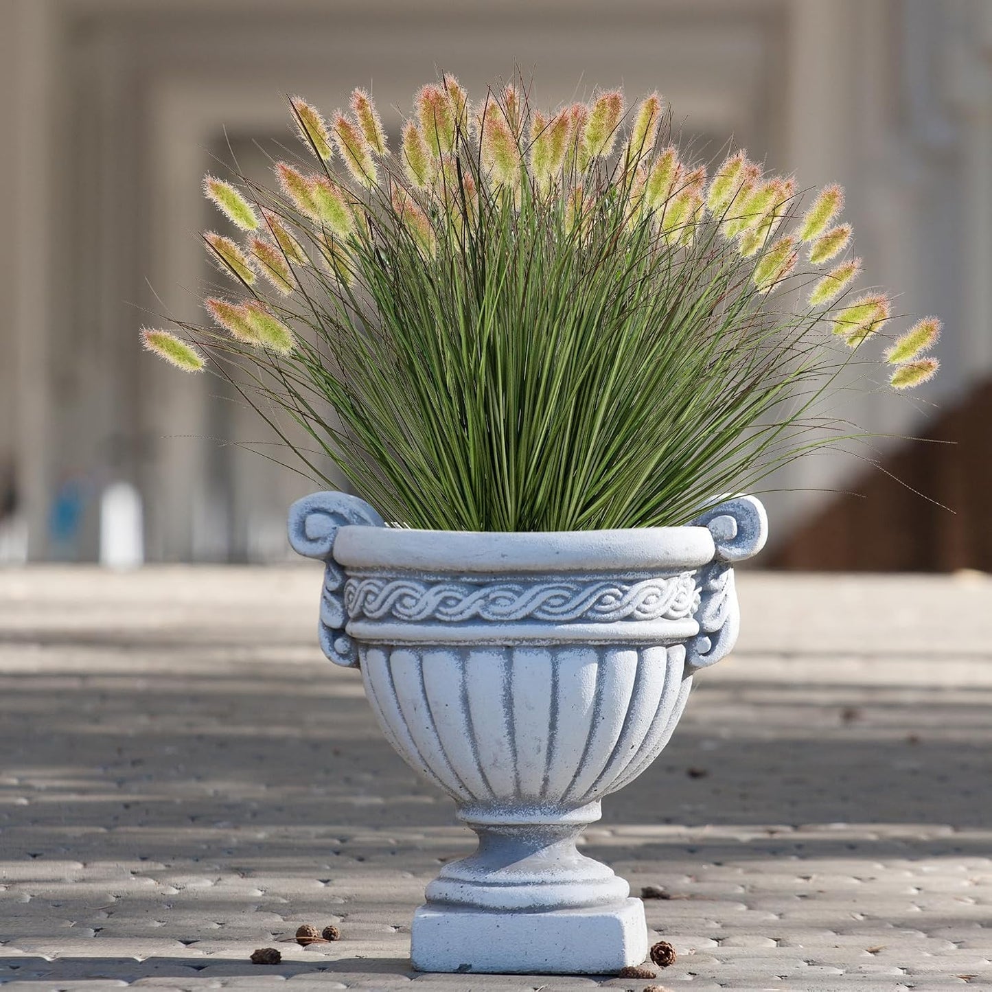 Artificial Grass, Fake Grass, Artificial Shrubs, Wheatgrass Cattails Fake Grass Decorations, Artificial Plants, Ornamental Grass, Outdoor Fake Grass, Green Leafy Decorations (12PCS)
