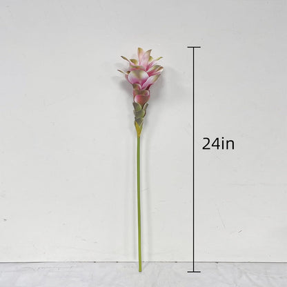 2Pcs 24" Artificial Ginger Lily Stem Fake Bromeliad Flowers Ginger Lotus