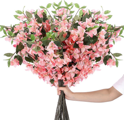 30 Pcs Artificial Faux Bougainvillea Fake Flower Silk Bougainvillea Branches UV Resistant Outdoor Indoor Decoration for Wedding Home Centerpieces Outside Decor (Rose Red)