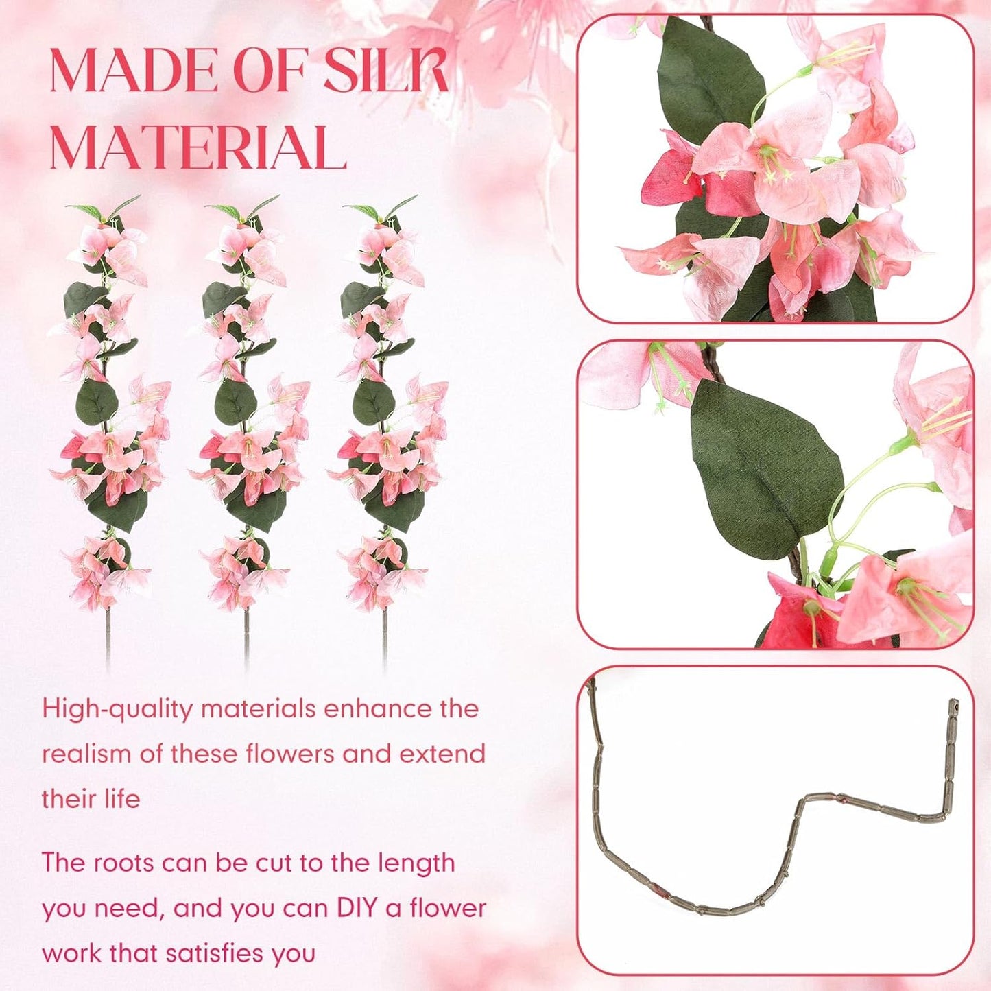 30 Pcs Artificial Faux Bougainvillea Fake Flower Silk Bougainvillea Branches UV Resistant Outdoor Indoor Decoration for Wedding Home Centerpieces Outside Decor (Rose Red)