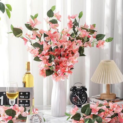 30 Pcs Artificial Faux Bougainvillea Fake Flower Silk Bougainvillea Branches UV Resistant Outdoor Indoor Decoration for Wedding Home Centerpieces Outside Decor (Rose Red)