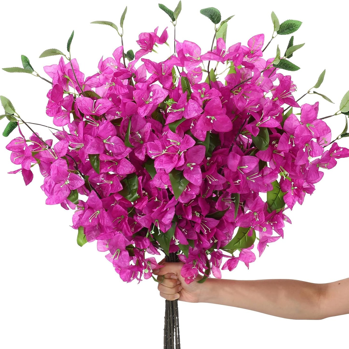 30 Pcs Artificial Faux Bougainvillea Fake Flower Silk Bougainvillea Branches UV Resistant Outdoor Indoor Decoration for Wedding Home Centerpieces Outside Decor (Rose Red)