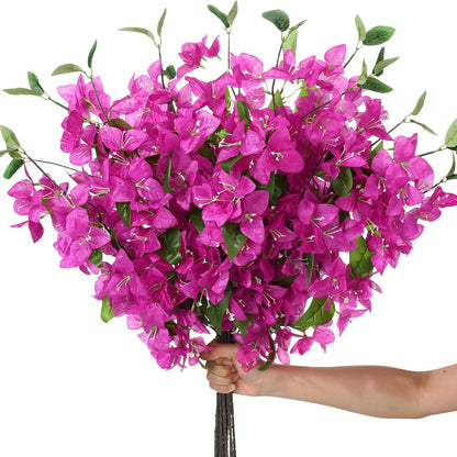 30 Pcs Artificial Faux Bougainvillea Fake Flower Silk Bougainvillea Branches UV Resistant Outdoor Indoor Decoration for Wedding Home Centerpieces Outside Decor (Rose Red)