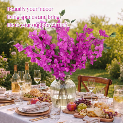 30 Pcs Artificial Faux Bougainvillea Fake Flower Silk Bougainvillea Branches UV Resistant Outdoor Indoor Decoration for Wedding Home Centerpieces Outside Decor (Rose Red)