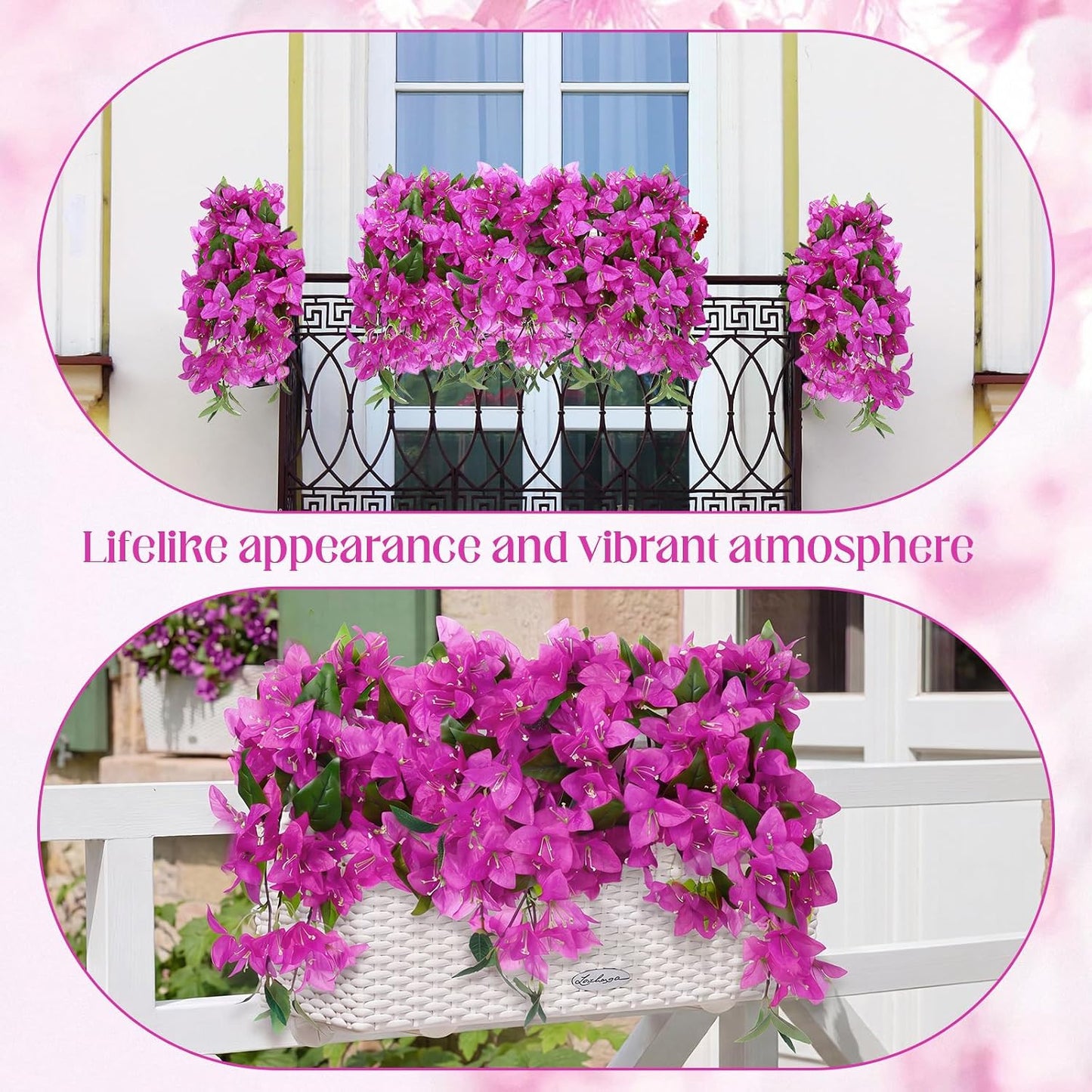 30 Pcs Artificial Faux Bougainvillea Fake Flower Silk Bougainvillea Branches UV Resistant Outdoor Indoor Decoration for Wedding Home Centerpieces Outside Decor (Rose Red)