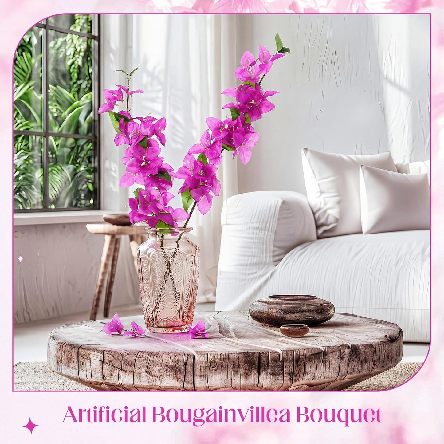 30 Pcs Artificial Faux Bougainvillea Fake Flower Silk Bougainvillea Branches UV Resistant Outdoor Indoor Decoration for Wedding Home Centerpieces Outside Decor (Rose Red)